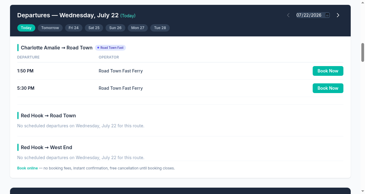 Traveler booking a departure from the schedule